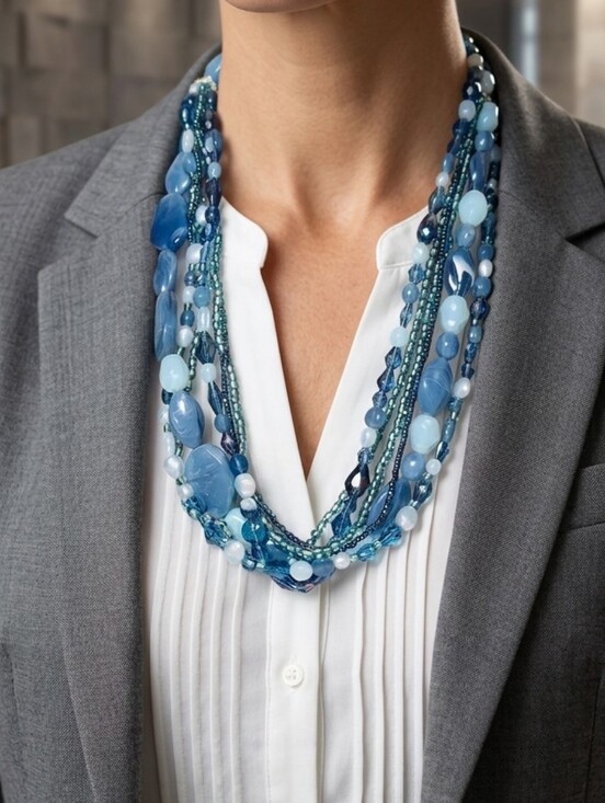 Source Unknown Jewelry - Multi-Strand Blue Beaded Necklace